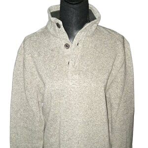 G.H. Bass Co. Mens Med Long Sleeve Button Fleece Mock Neck Gray